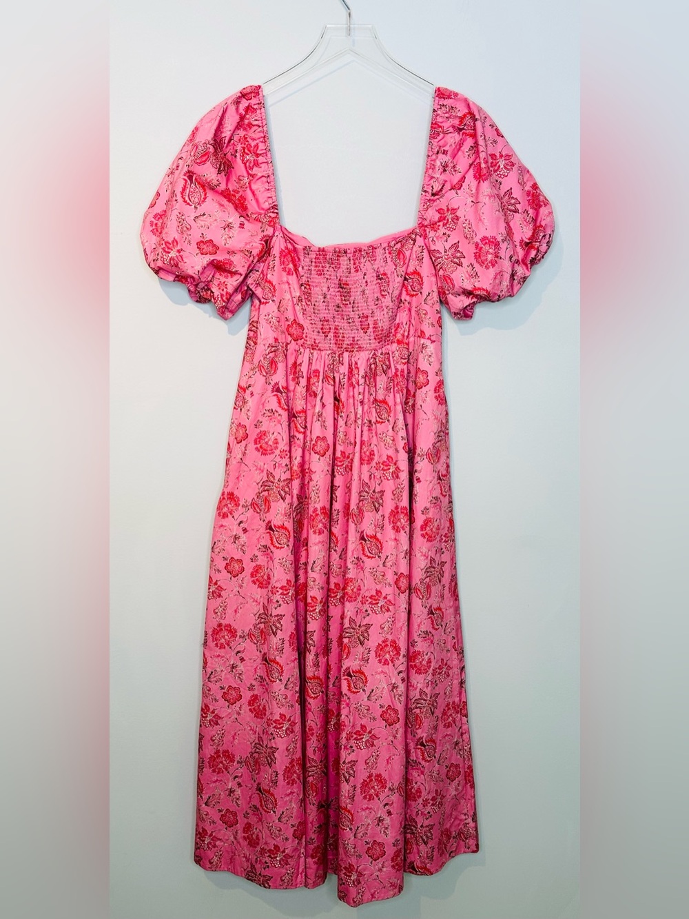 Hill House Matilda Pink Pimlico Floral Ikat Dress with Puff Sleeves NWT - Picture 5 of 15